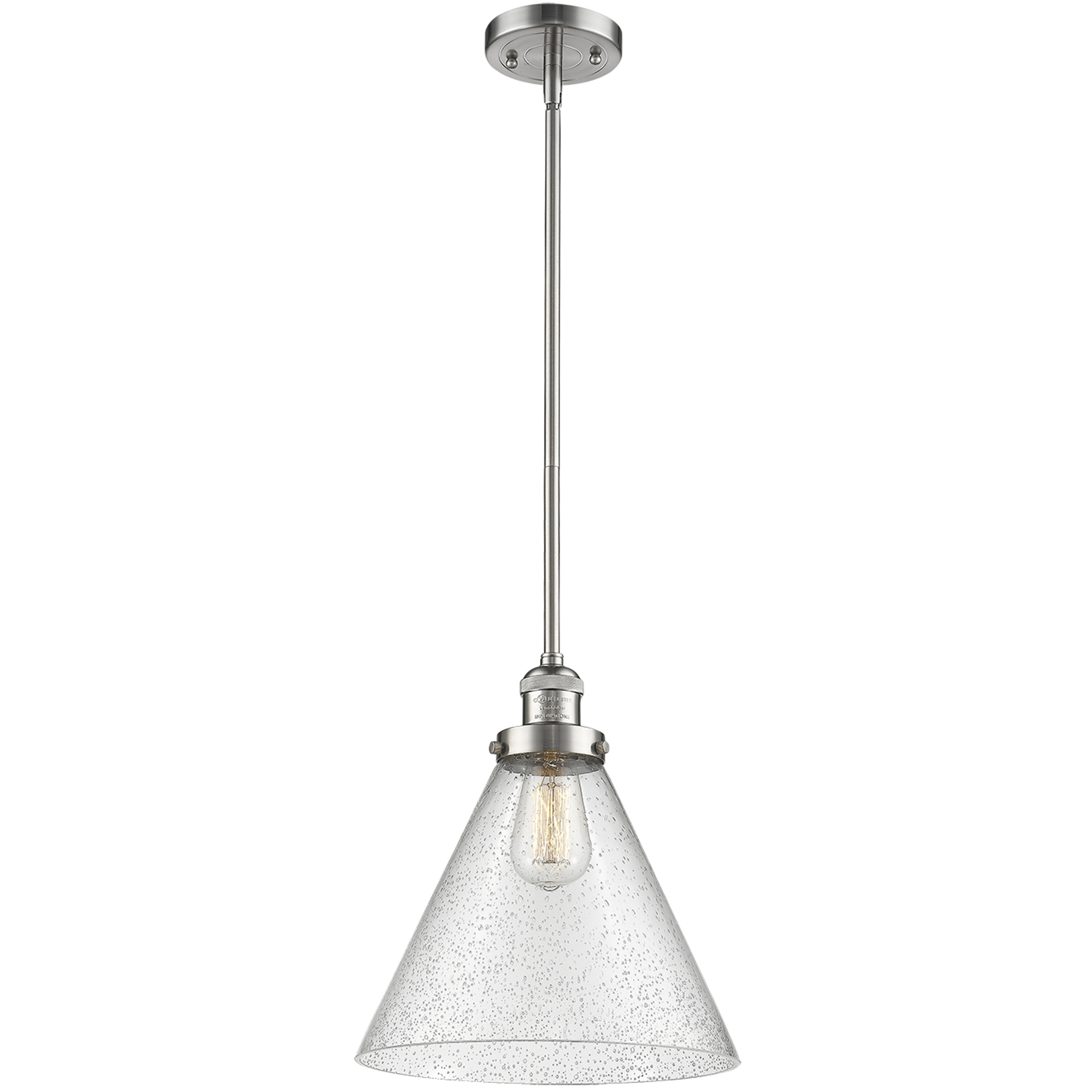 Franklin Restoration Cone 1 Light 12 inch Brushed Satin Nickel Mini Pendant Ceiling Light in Incandescent, Seedy, Franklin Restoration